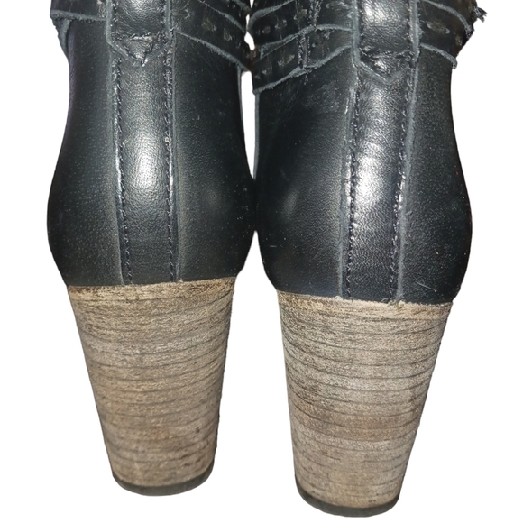 Frye Naomi Black Leather Ankle Boot Braided Rope Detail Round Toe Size 9 - Picture 8 of 11